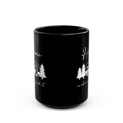 Minimalist Black Camping Design  Ceramic Mug, (11oz, 15oz)