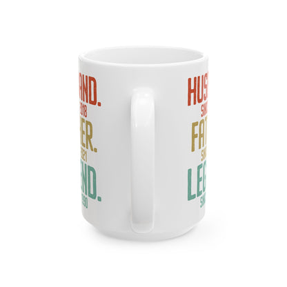 Husband Father Legend White Mug, (11oz, 15oz)