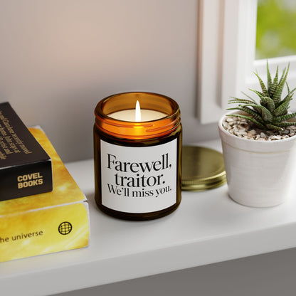 Firewell Traitor We'll Miss You Scented Candles, Coconut Apricot Wax (4oz, 9oz)