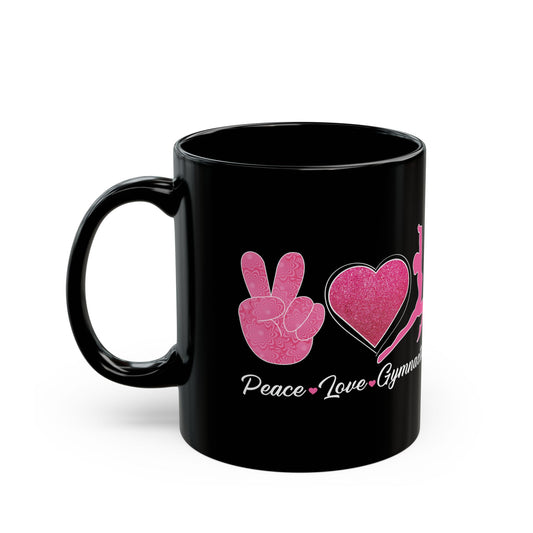 Peach Love Gymnastics Black Mug (11oz, 15oz)