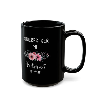 ¿Quieres Ser Mi Padrino Mug – Black Spanish Godfather Gift 2025