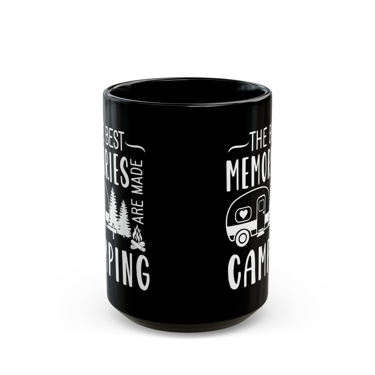 Minimalist Black Camping Design  Ceramic Mug, (11oz, 15oz)