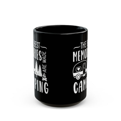 Minimalist Black Camping Design  Ceramic Mug, (11oz, 15oz)