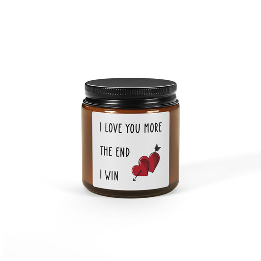 I love you more Scented Soy Candle (Multi-Size, Amber Jar)