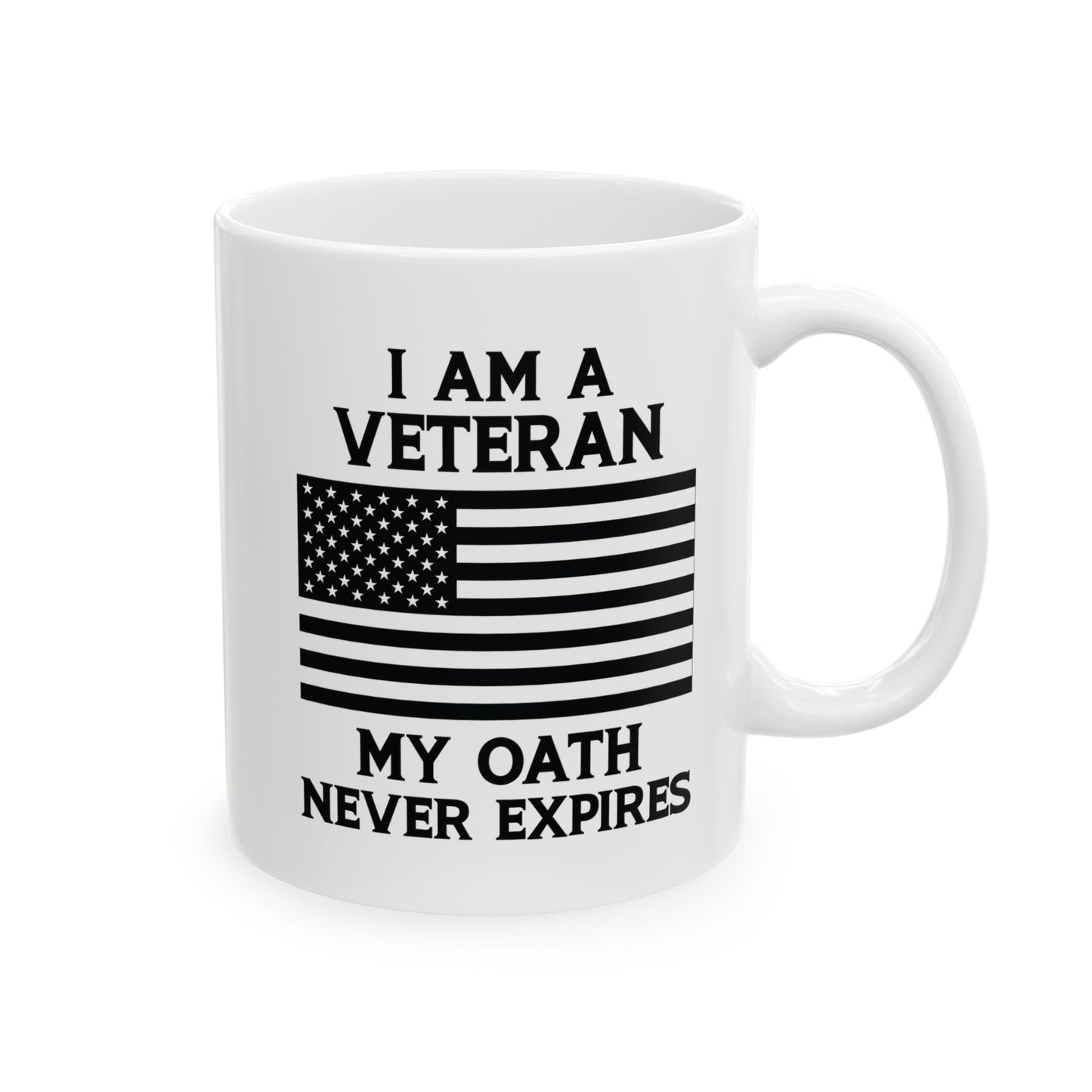 White Ceramic Mug with American Flag – Patriotic Gift for Military Men & Women