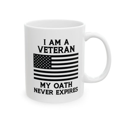 White Ceramic Mug with American Flag – Patriotic Gift for Military Men & Women