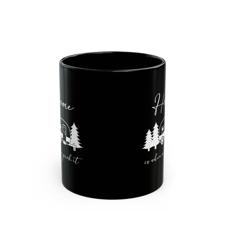Minimalist Black Camping Design  Ceramic Mug, (11oz, 15oz)
