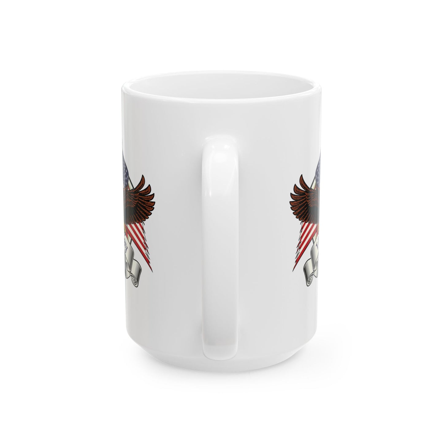 Veterans Day Mug – Patriotic Bald Eagle Coffee Cup with American Flag