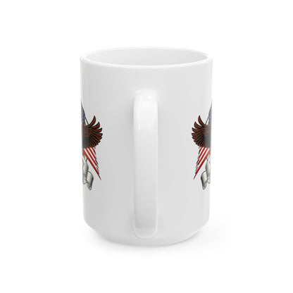 Veterans Day Mug – Patriotic Bald Eagle Coffee Cup with American Flag