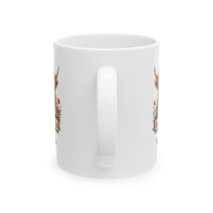 Custom Patriotic Highland Cow Mug – Personalized 4th of July Gift