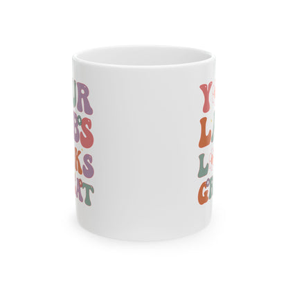 Funny White Coffee Cup for Lab Techs & Nurses – Retro Floral Medical Gift for Healthcare