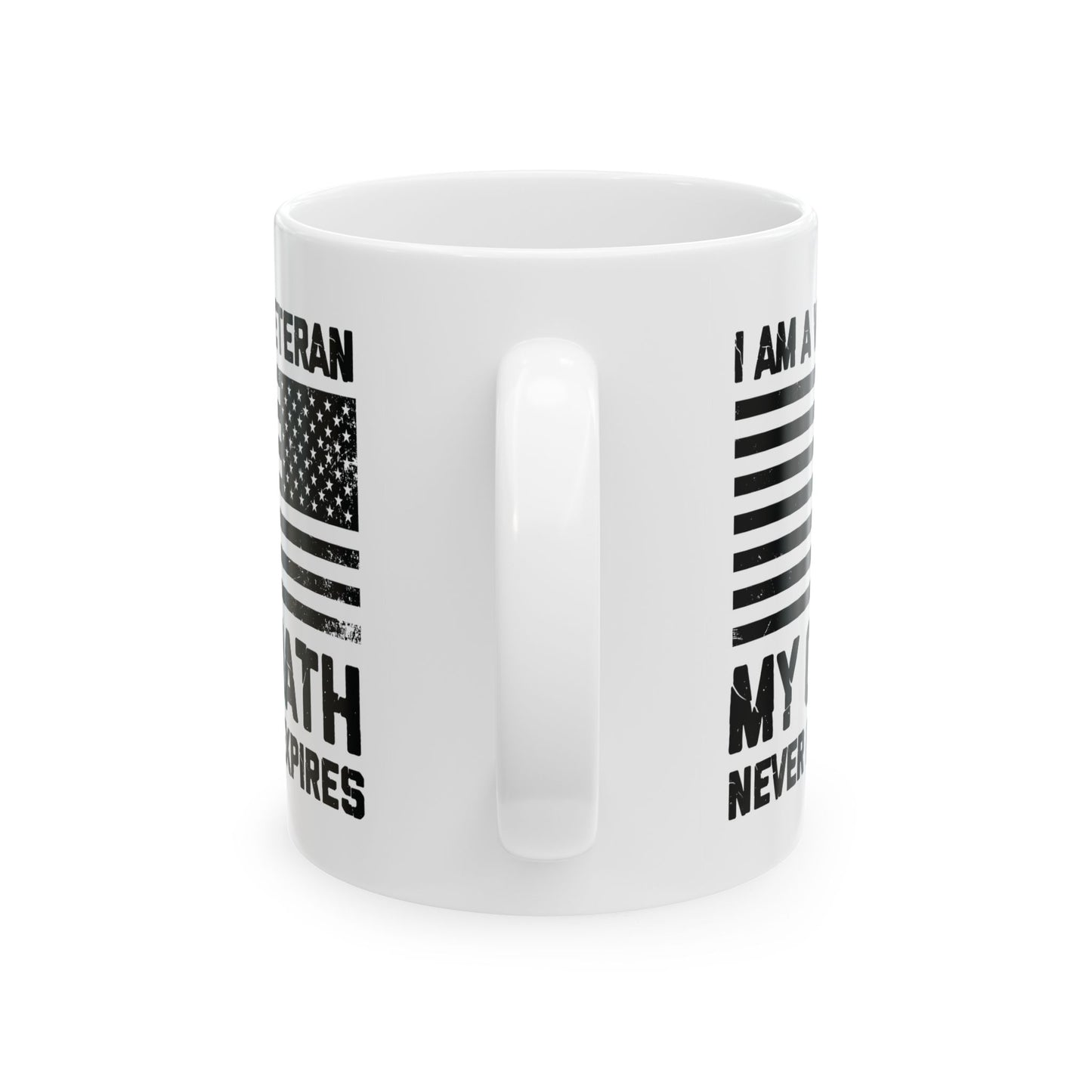 White Ceramic Patriotic Cup with American Flag – Military Gift for Men & Women