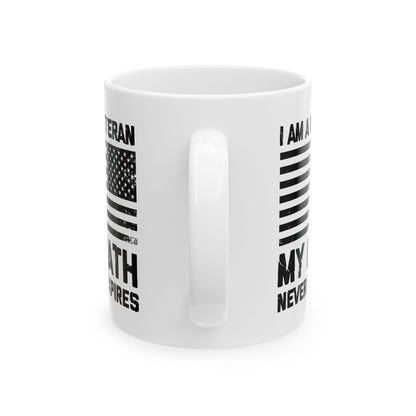 White Ceramic Patriotic Cup with American Flag – Military Gift for Men & Women