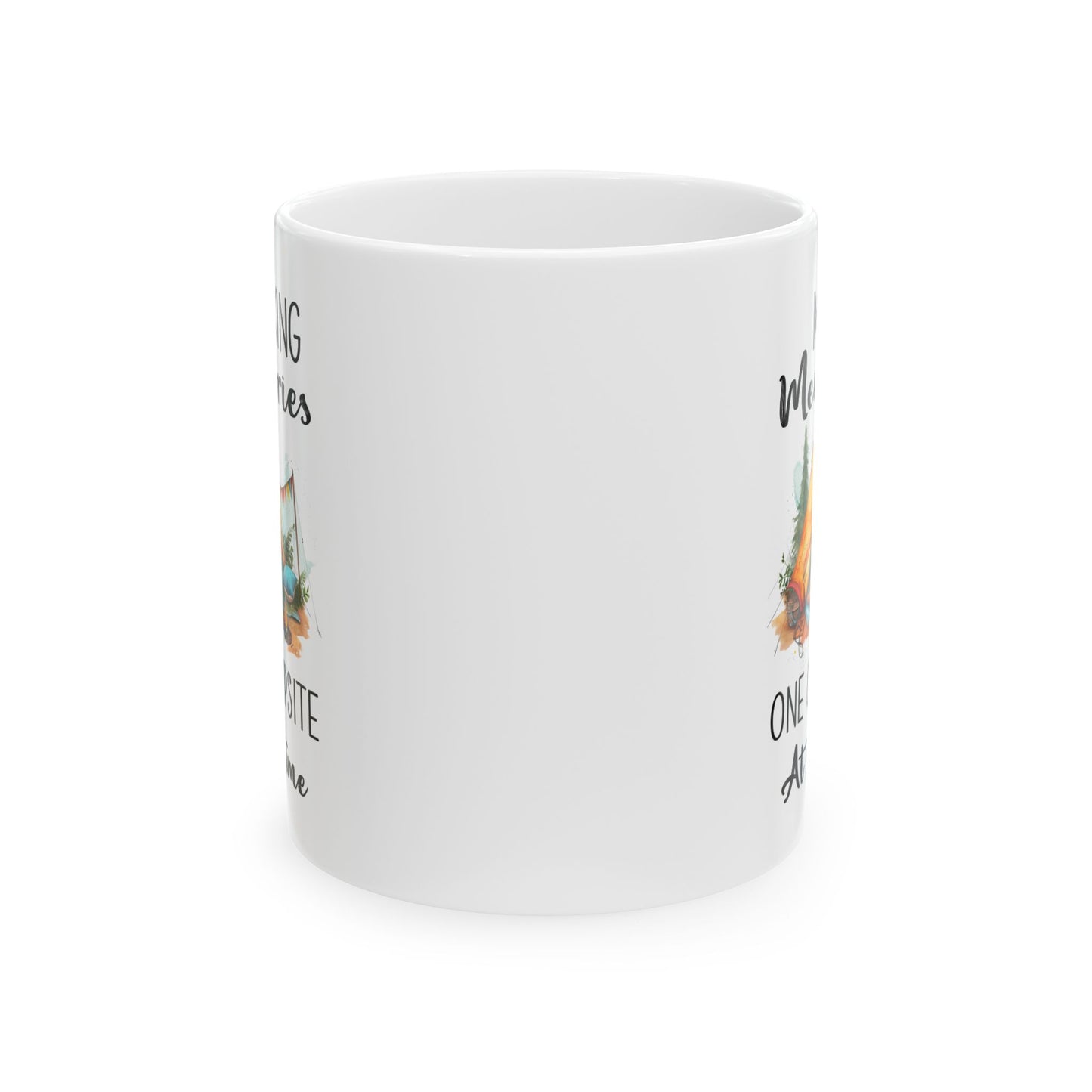 Cozy Glamping Tent with Campfire Ceramic Mug, (11oz, 15oz)