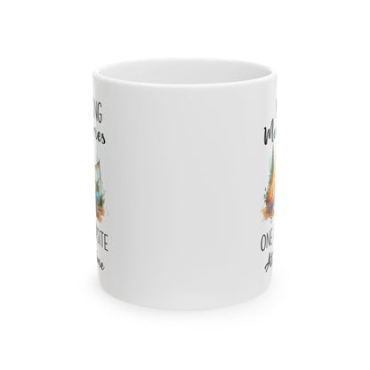 Cozy Glamping Tent with Campfire Ceramic Mug, (11oz, 15oz)