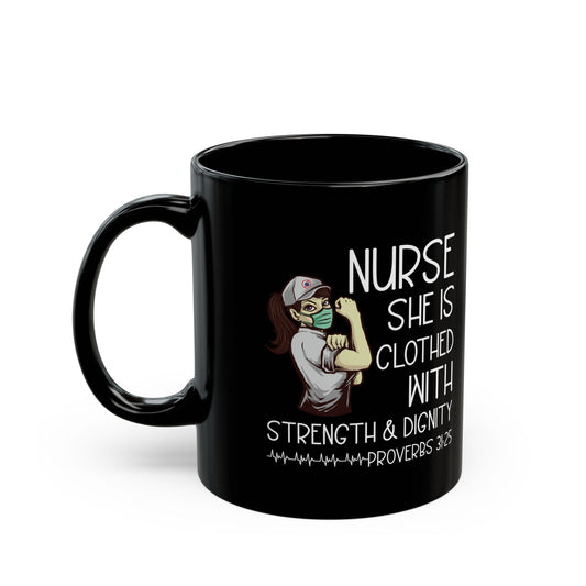 NURSE Nutritional Facts 11oz & 15oz  Black mug