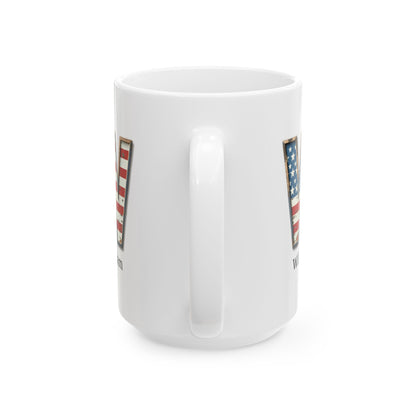 Personalized American Flag Initial Mug with Name Custom USA Letter W Coffee Cup Gift for Men Women Veterans or Patriotic Americans