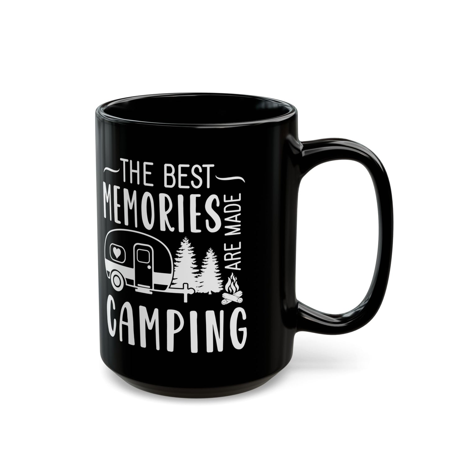 Minimalist Black Camping Design  Ceramic Mug, (11oz, 15oz)