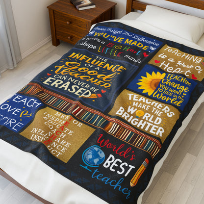 Teacher is work of heart Velveteen Plush Blanket