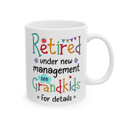 Retired under new s management  11oz & 15oz white mug.