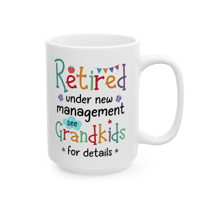 Retired under new s management  11oz & 15oz white mug.