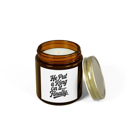 He Put Me A Ring On It Finally Scented Candles, Coconut Apricot Wax (4oz, 9oz)