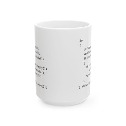 Programmer Coffee Mug – White Ceramic with Pseudo Code Print