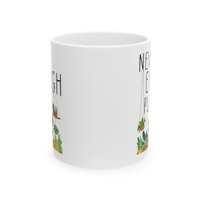 White Ceramic Coffee Cup for Plant Lovers & Gardeners – Funny Indoor Garden Gift for Men & Women
