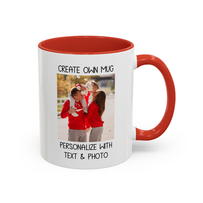 Happy Family Moments in Red Hoodies - Dad, Mom, and Daughter Outdoors Mug