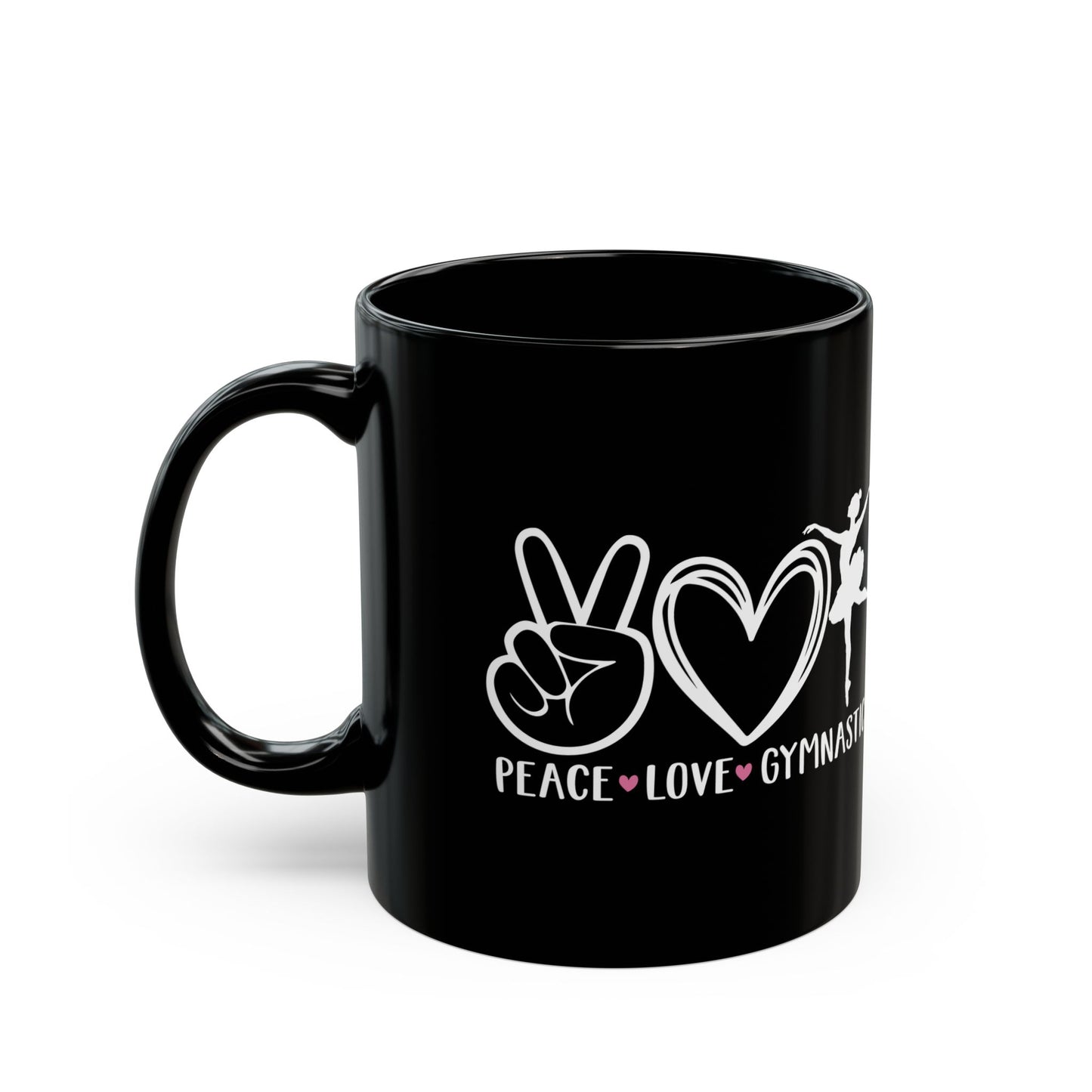 Give a Gift to a Gymnastics Fan – Peace Love Gymnastics Mug Black Ceramic Coffee Cup