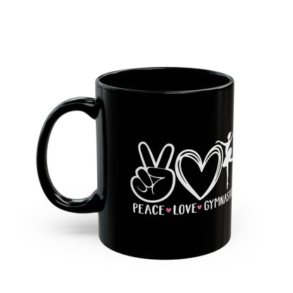 Give a Gift to a Gymnastics Fan – Peace Love Gymnastics Mug Black Ceramic Coffee Cup