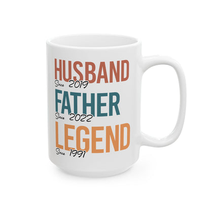 Husband Father Legend White Mug, (11oz, 15oz)