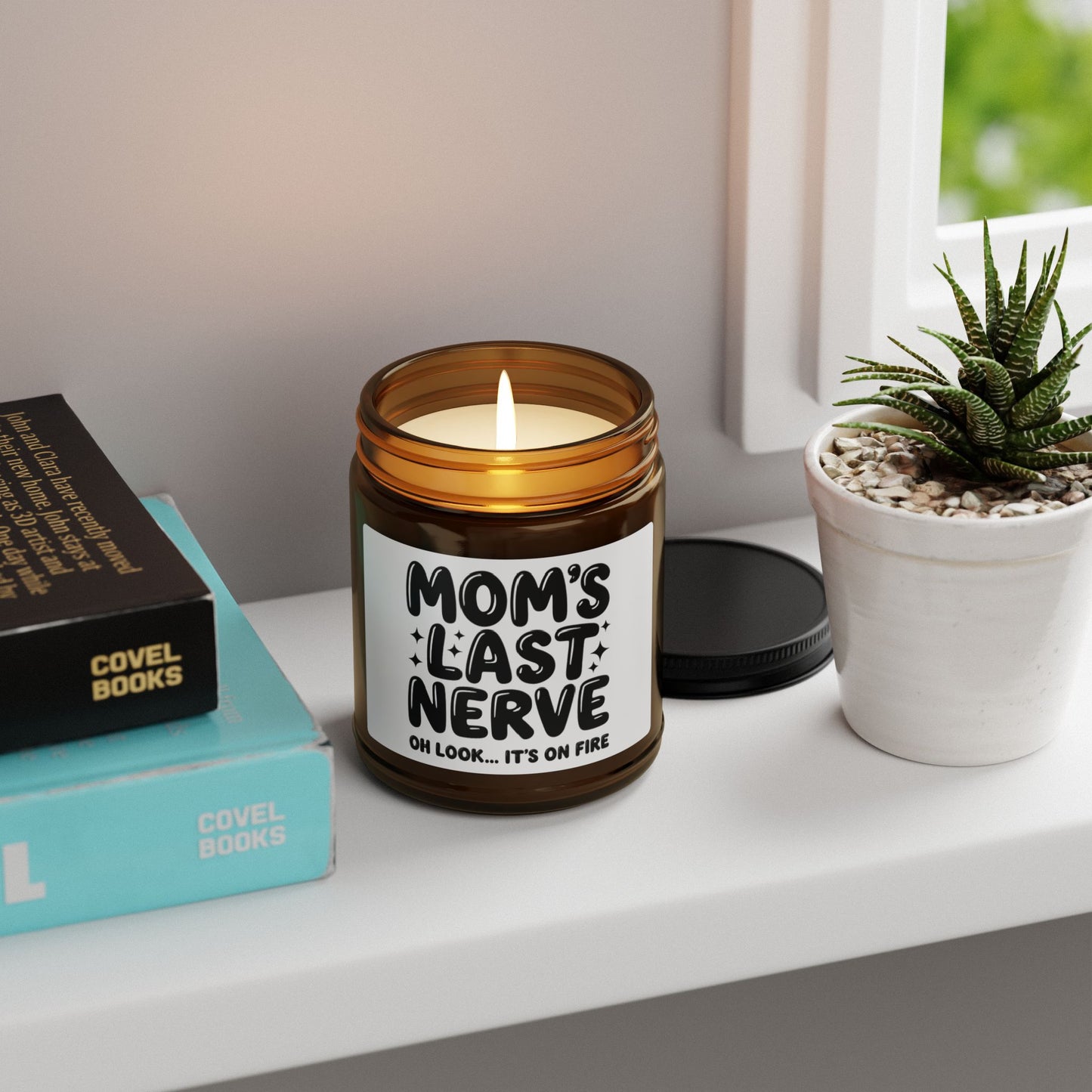 Mom’s Last Nerve Candle  Scented Soy Candle (Multi-Size, Amber Jar)