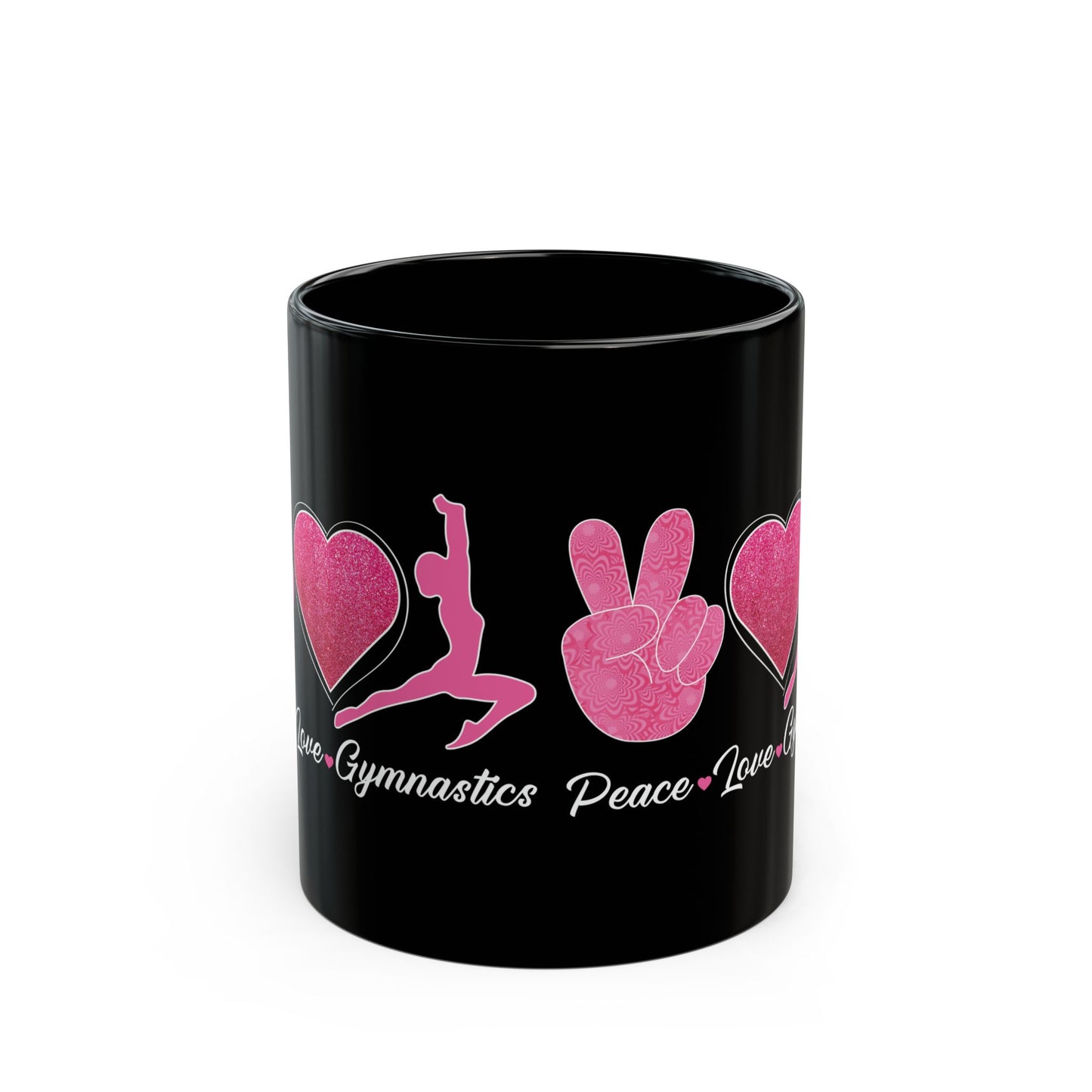 Peach Love Gymnastics Black Mug (11oz, 15oz)