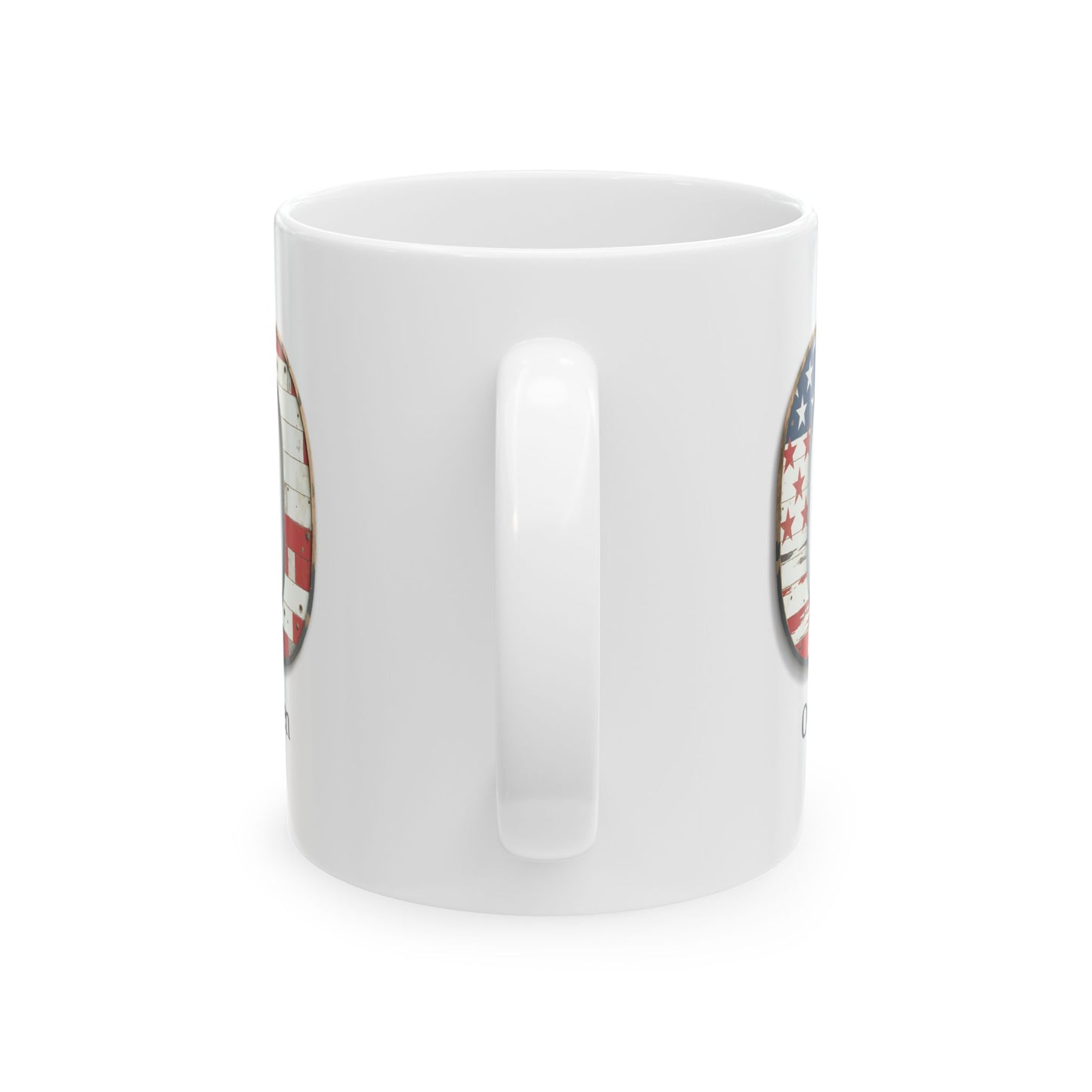 White American Flag Mug with Letter O and Name Owen Personalized Patriotic Coffee Cup Gift for Veterans Military Families or Proud Americans