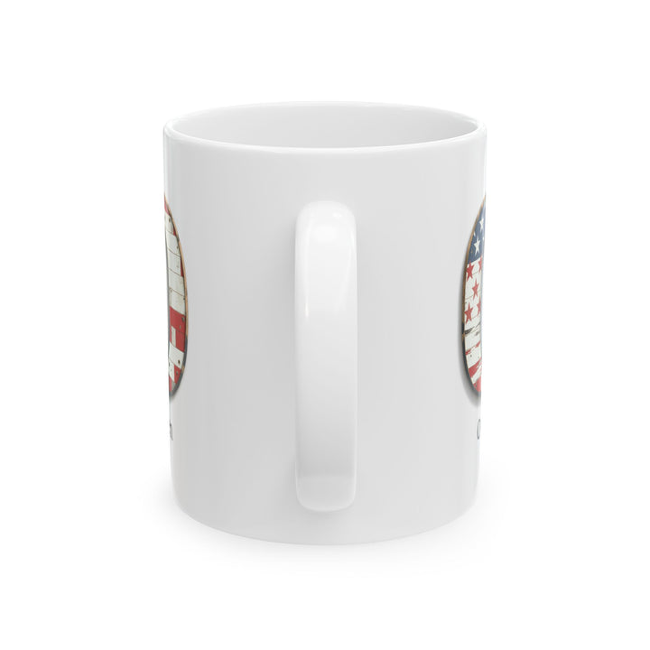White American Flag Mug with Letter O and Name Owen Personalized Patriotic Coffee Cup Gift for Veterans Military Families or Proud Americans