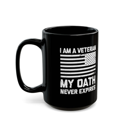 Black Military Coffee Cup with Distressed Flag – Patriotic Gift for Men & Women
