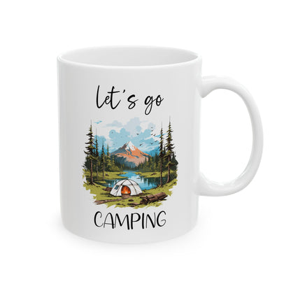 Scenic Camping Adventure Shirt  Ceramic Mug, (11oz, 15oz)