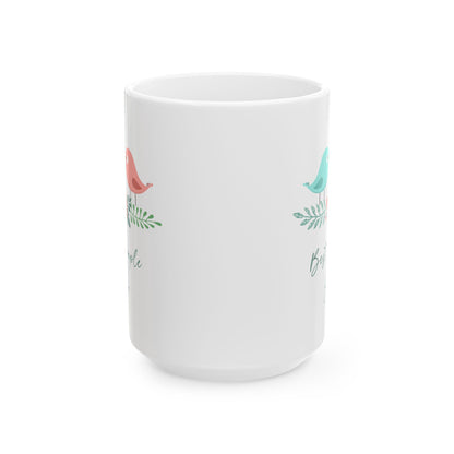 Best Couple Ever Mug – Cute Lovebirds and Floral Design – Romantic Gift for Couples