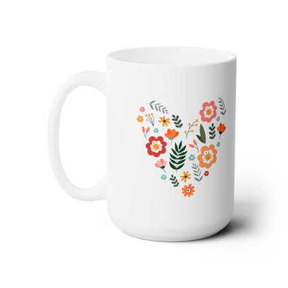 Floral Heart Design Mug - Vibrant and Cheerful Gift for Loved Ones