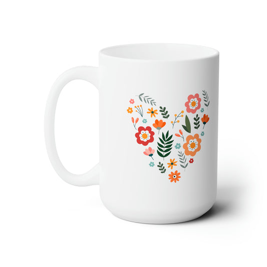 Floral Heart Design Mug - Vibrant and Cheerful Gift for Loved Ones