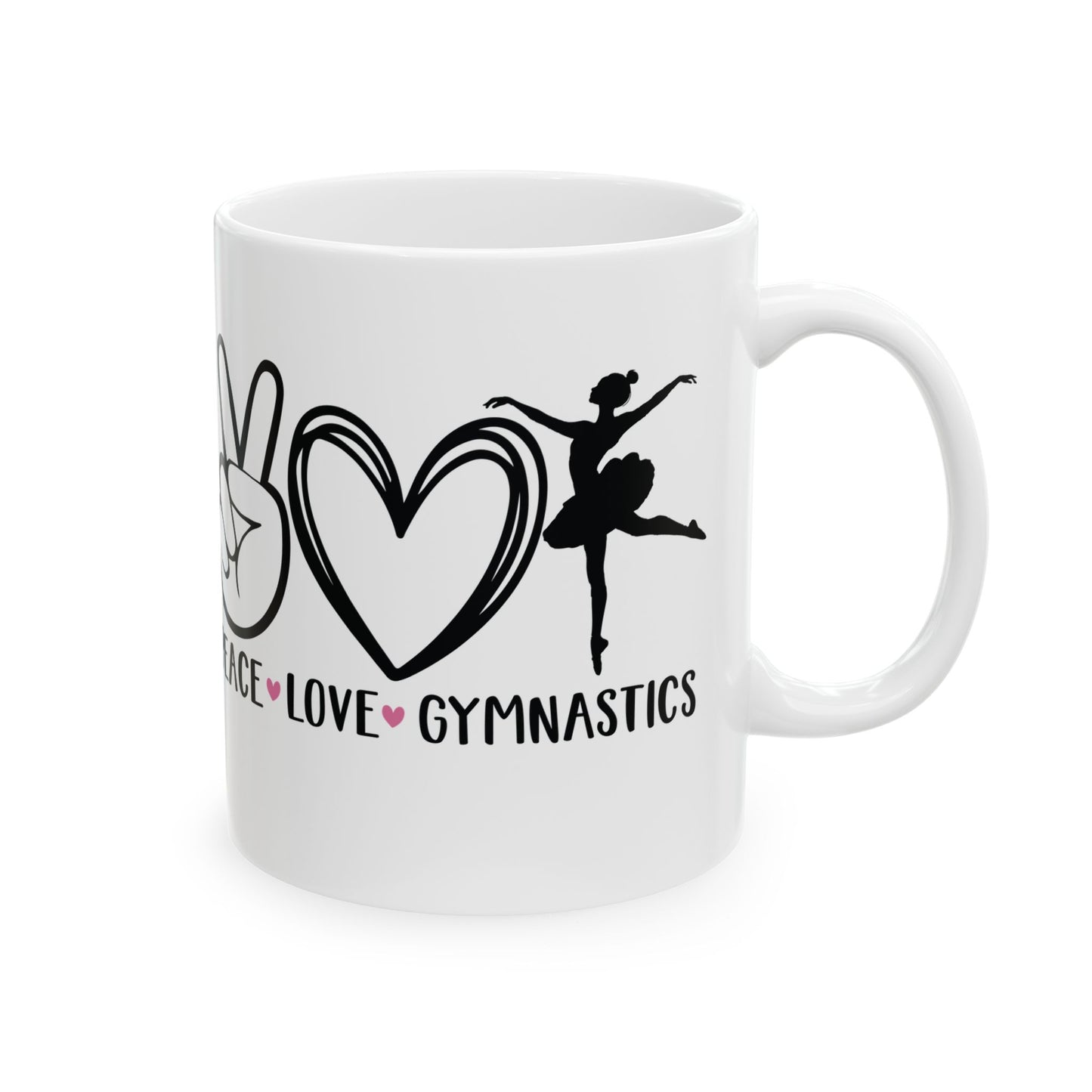 Give a Gift to a Gymnast – Peace Love Gymnastics Mug White Ceramic Coffee Cup