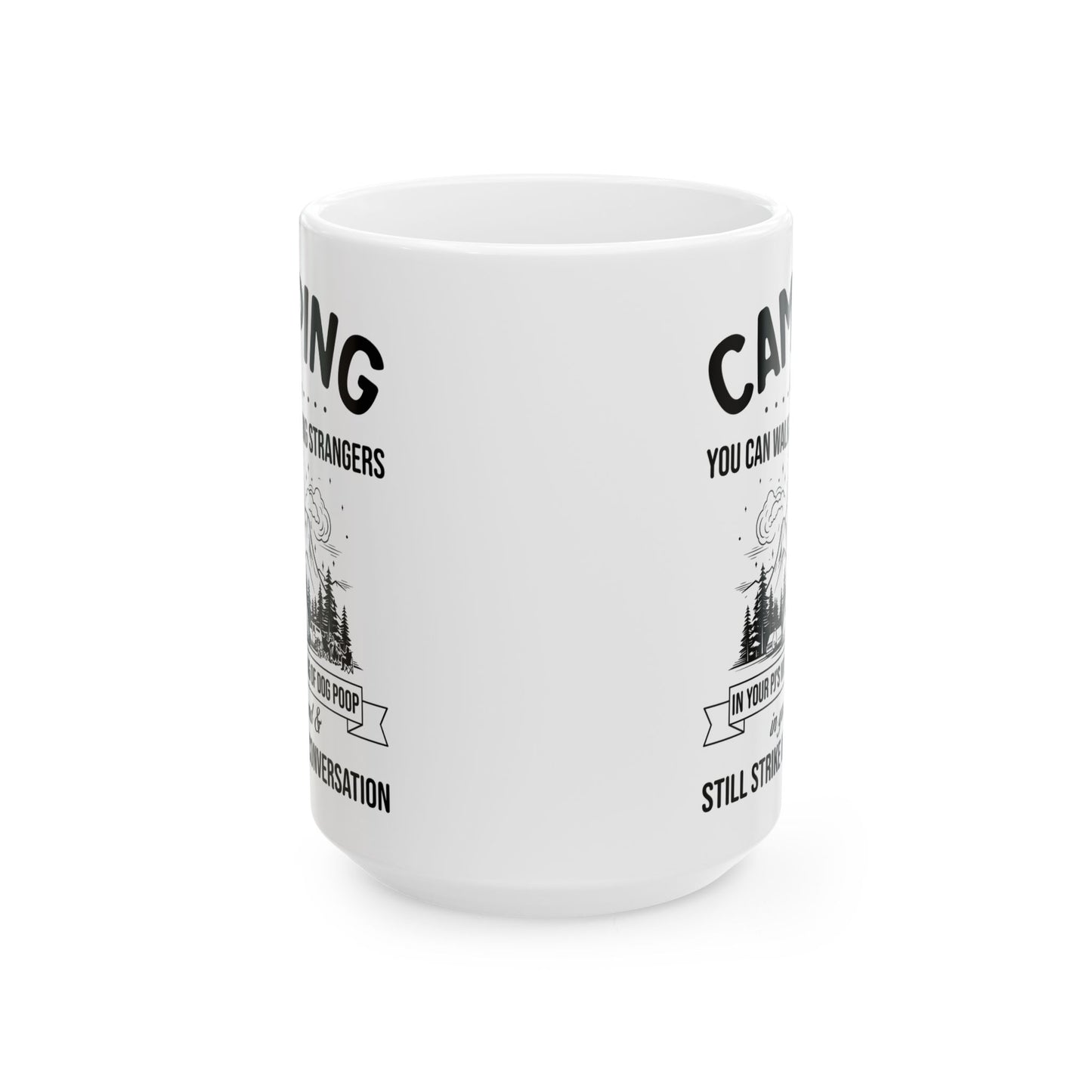 Minimalist Camping Adventure Design Ceramic Mug, (11oz, 15oz)