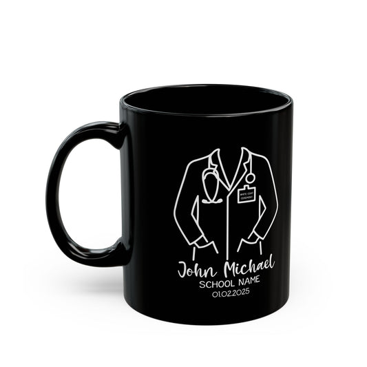 Black White Coat Ceremony Mug – Personalized Gift for Medical Student, Doctor, or PA