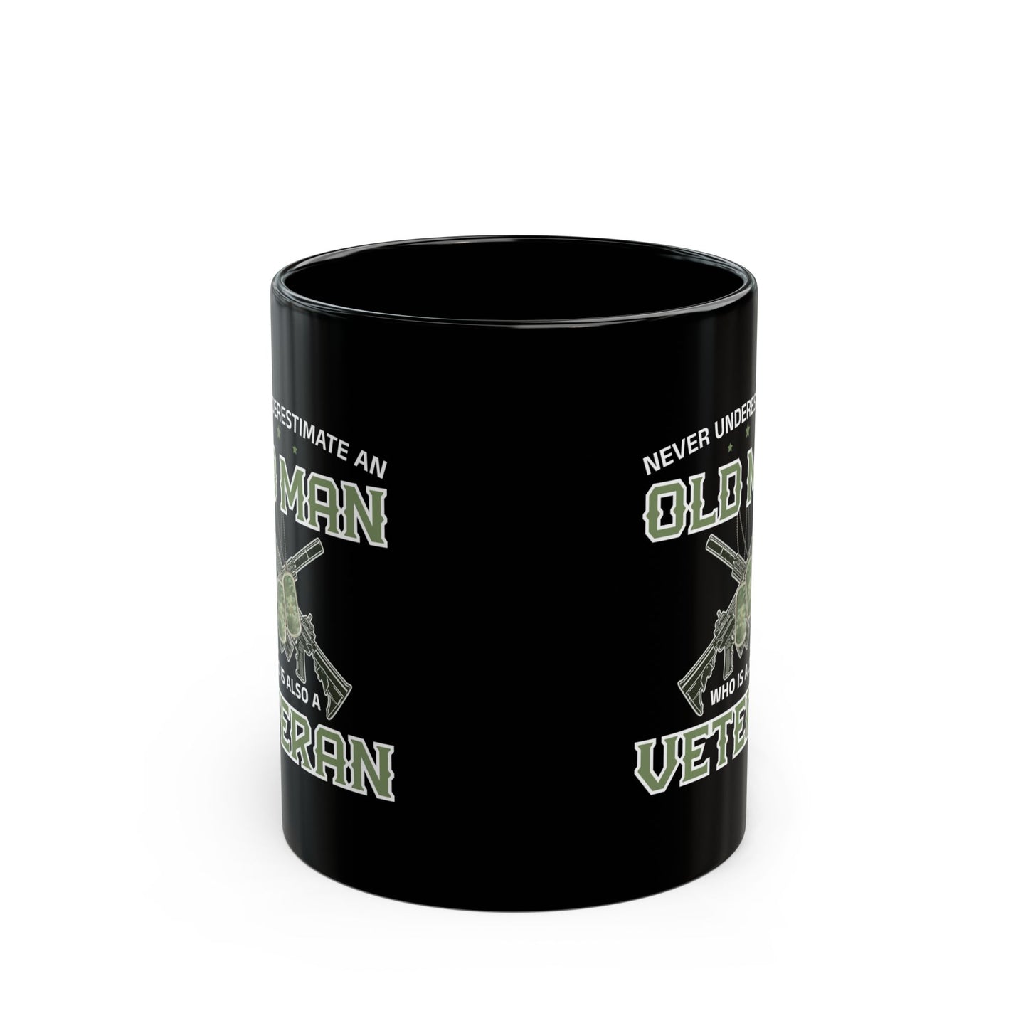 Give a Gift to a Proud Veteran – Never Underestimate an Old Man Mug Black Military Coffee Cup