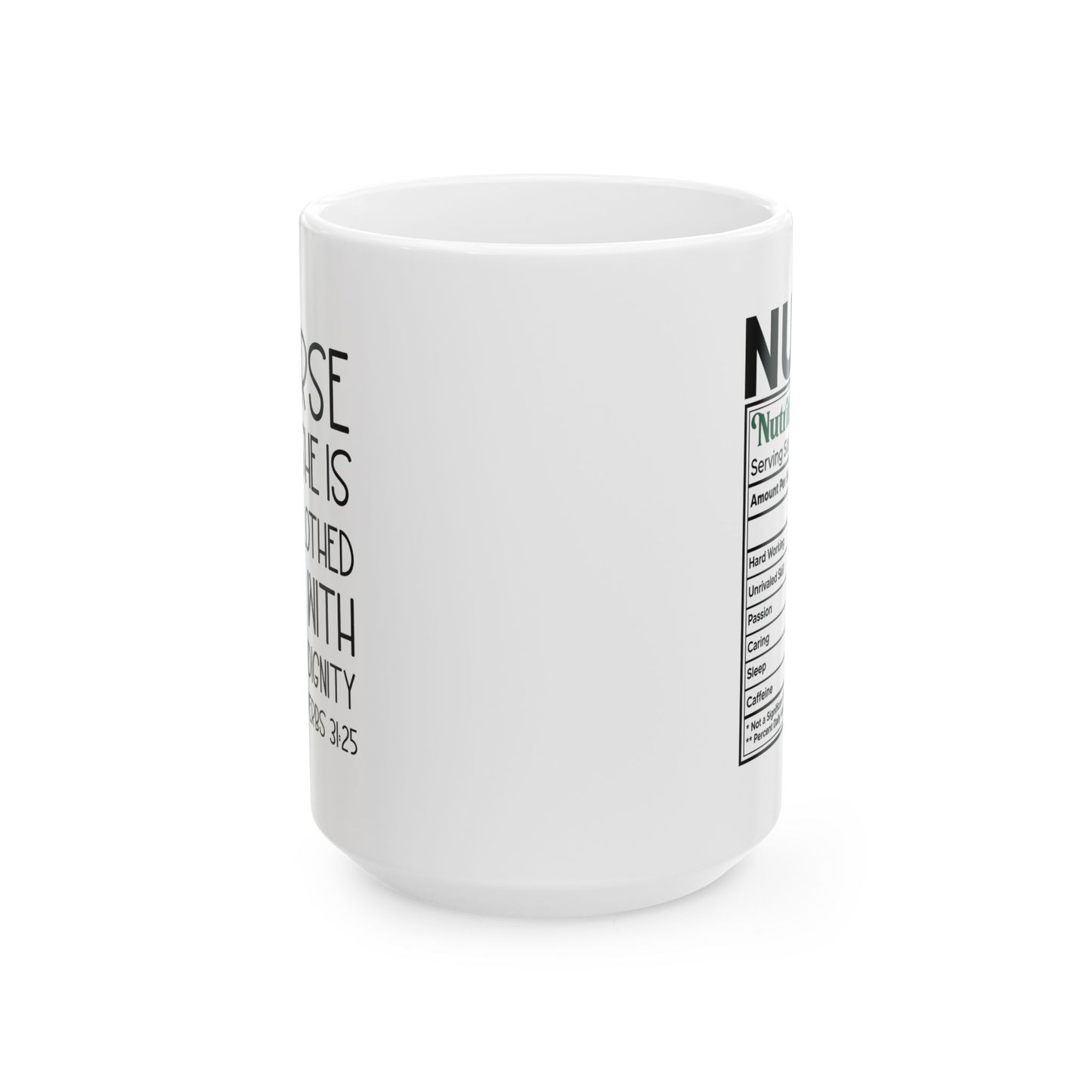 NURSE Nutritional Facts 11oz & 15oz White  mug