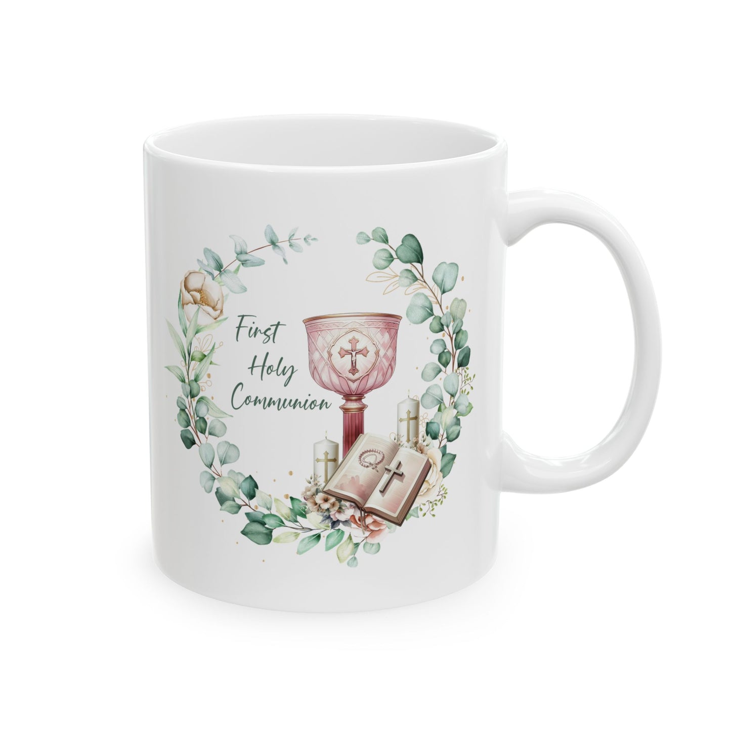 Elegant First Holy Communion Mug – Chalice and Bible Design