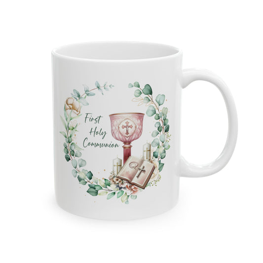 Elegant First Holy Communion Mug – Chalice and Bible Design