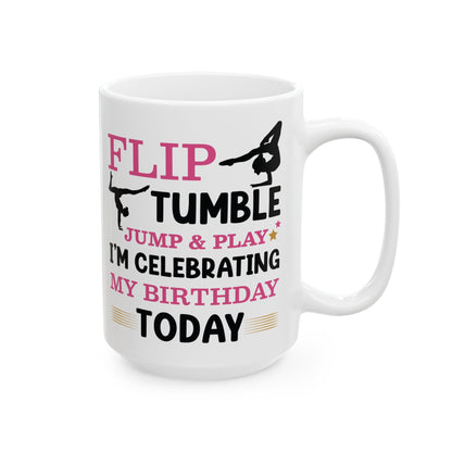 Flip Tumble Jump & Play White Mug, (11oz, 15oz)