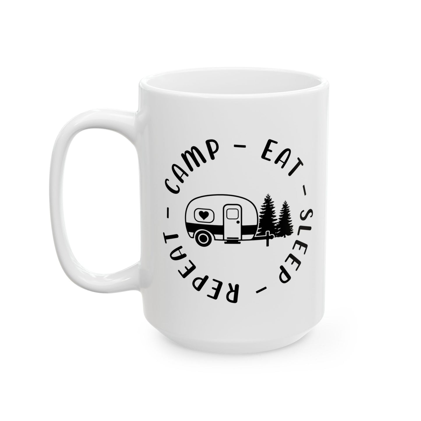 Black Minimalist Typography Design  Ceramic Mug, (11oz, 15oz)